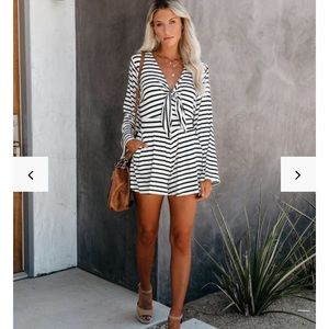 Striped bell sleeve romper never worn